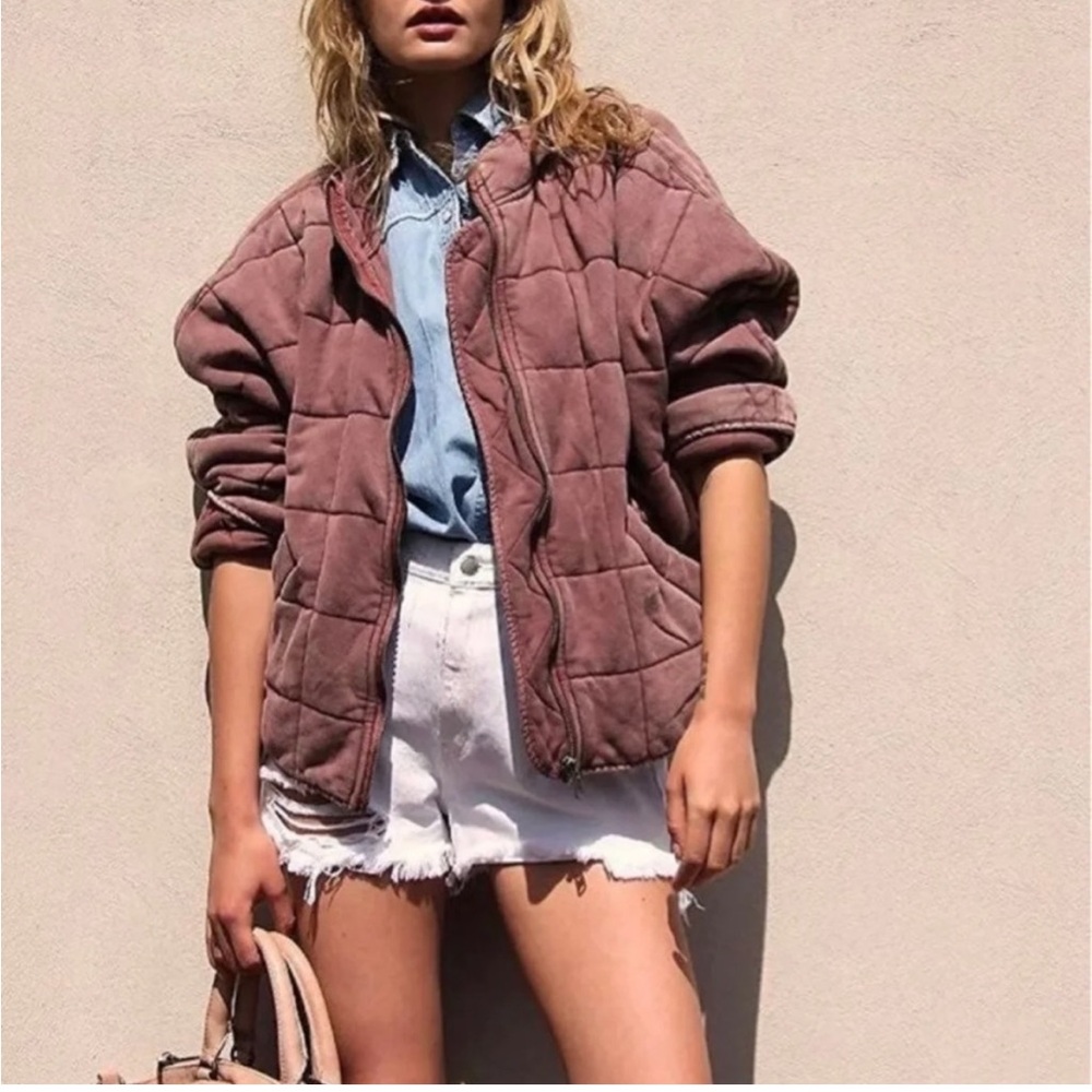 Dolman Quilted Knit Jacket in Cherry Cola